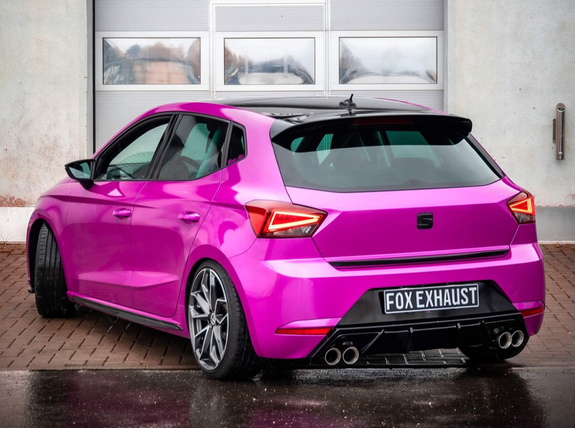 FOX Edelstahl Duplex Sportauspuff mit Klappensteuerung Seat Ibiza 6F 1.5 je 2x76mm rund doppelwandig abgeschrägt: SE024054-288