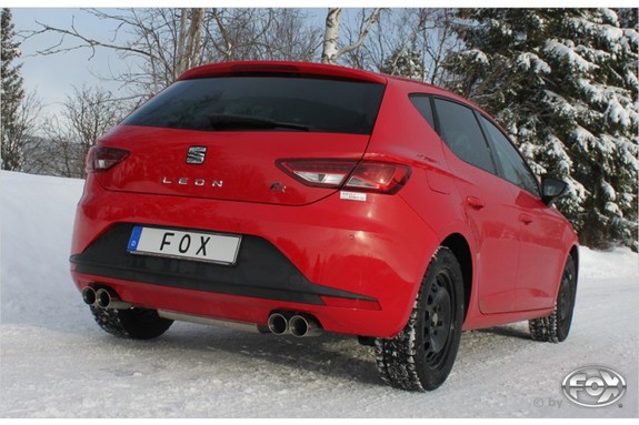 Fox Edelstahl Duplex Sportauspuff-Komplettanlage ab Kat Seat Leon 5F 1.8l 2.0l TDI 135kW je 2x80mm rund doppelwandig abgeschrägt: SE042035-290ANL