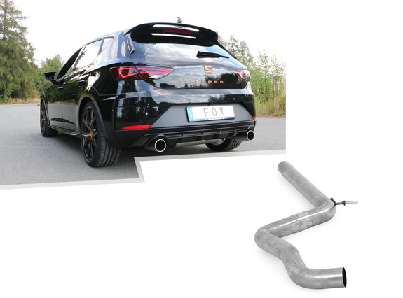 Fox Edelstahl Duplex Racing-Komplettanlage ab Kat Seat Leon 5F Cupra 300PS + Cupra R 310PS je 100mm rund eingerollt