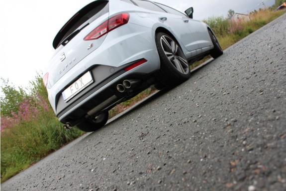 Fox Edelstahl Duplex Racing-Komplettanlage ab Kat Seat Leon 5F Cupra je 2x80mm rund doppelwandig abgeschrägt: SE042065-290ANLR