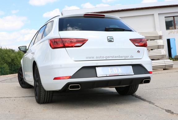 Fox Edelstahl Duplex Sportauspuff Seat Leon ST 5F 1.2l 1.4l 1.8l (Mod. mit Starrachse) je 145x65mm trapezförmig eingerollt abgeschrägt: SE042113-671