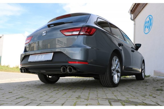 Fox Edelstahl Duplex Sportauspuff Seat Leon ST 5F 1.4l 1.8l (Mod. mit Einzelradaufhängung) je 2x90mm rund doppelwandig abgeschrägt