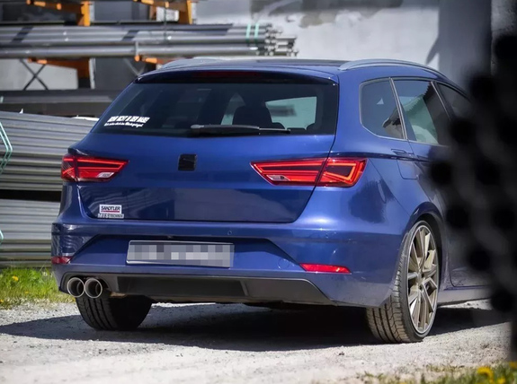 Fox Edelstahl Sportauspuff Seat Leon ST 5F 2.0l TDI (Mod. mit Starrachse) 2x90mm rund doppelwandig abgeschrägt: SE042311-292