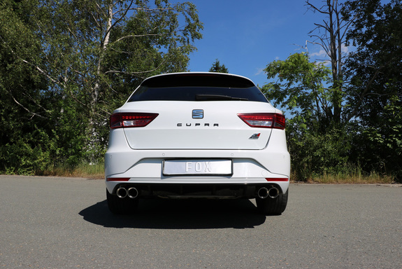 Fox Edelstahl Duplex Racing-Komplettanlage ab Kat Seat Leon ST 5F Cupra 300 je 2x80mm rund doppelwandig abgeschrägt: SE042173-290ANLR