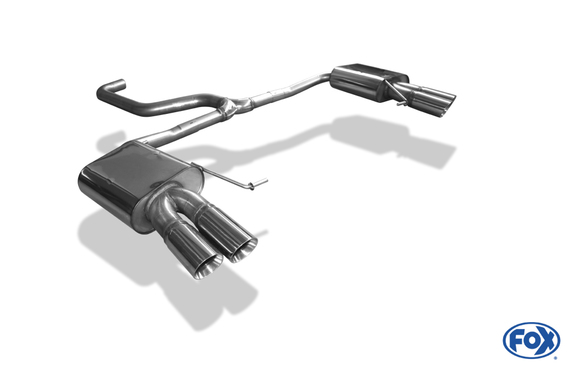 Fox Edelstahl Duplex Sportauspuff-Komplettanlage ab Kat Seat Leon ST 5F Cupra je 2x90mm rund doppelwandig abgeschrägt: SE042103-292ANL