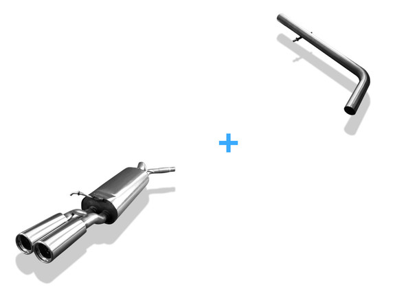 Fox Edelstahl Racing-Komplettanlage ab Kat. Seat Toledo 2 Typ 1M Bj.99-04 2x76mm rund eingerollt gerade mit Absorber: SE061002-068ANLR