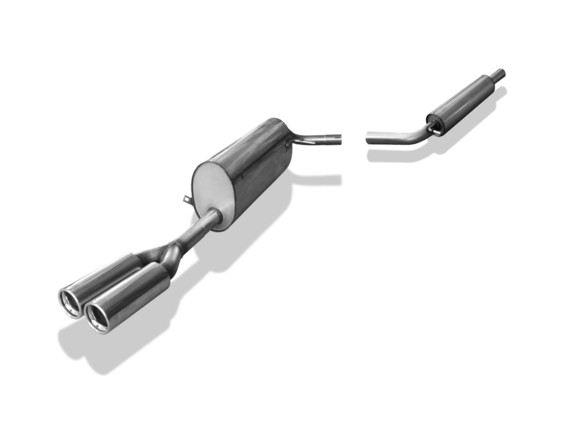 Fox Edelstahl Sportauspuff-Komplettanlage ab Kat Skoda Fabia 6Y Combi Bj.99-07 2x76mm rund eingerollt gerade mit Absorber: SK050012-068ANL