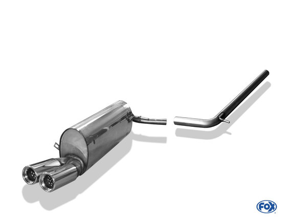 Fox Edelstahl Racing-Komplettanlage ab Kat Skoda Fabia 5J Schrägheck ab 2007 2x76mm rund eingerollt gerade mit Absorber