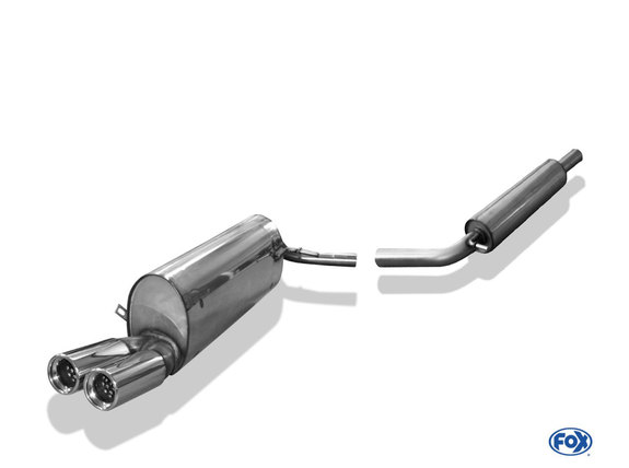 Fox Edelstahl Sportauspuff-Komplettanlage ab Kat Skoda Fabia NJ Schrägheck ab 2014 2x76mm rund eingerollt gerade mit Absorber: SK050002-068ANL3