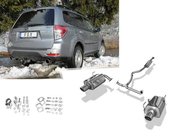 Fox Edelstahl Duplex Komplettanlage ab Kat Subaru Forester SH ab Bj.2007 je 100mm rund eingerollt abgeschrägt: SU052003-133ANL