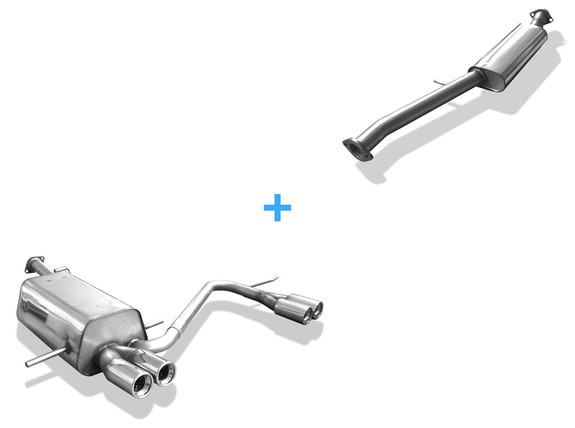 Fox Edelstahl Duplex Sportauspuff-Komplettanlage ab Kat Subaru Impreza GD u. GG je 2x76mm rund eingerollt gerade mit Absorber: SU040013-068ANL