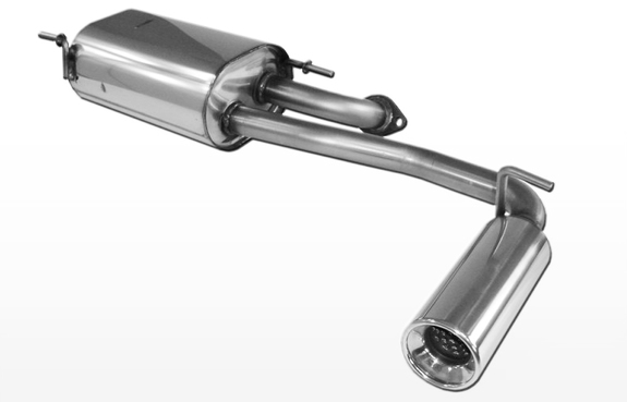 Fox Edelstahl Sportauspuff Subaru Justy 2 JMA/MS ohne lack. Stoßstange 1x90mm rund eingerollt gerade mit Absorber: SU010007-071