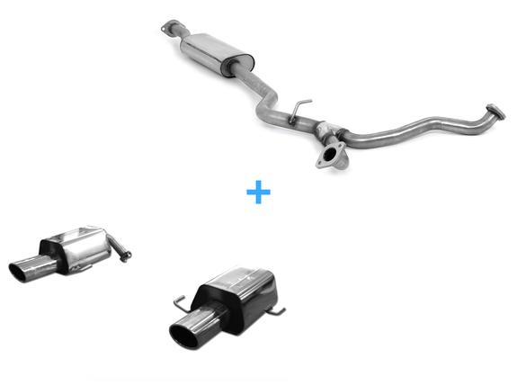 Fox Edelstahl Duplex Sportauspuff-Komplettanlage ab Kat Subaru Legacy 4 BL Limousine 3.0l Bj.03-09 je 129x106mm oval eingerollt abgeschrägt mit langer Tulpe: SU061013-729ANL1