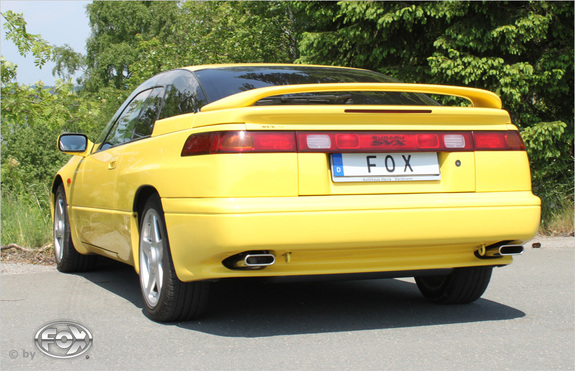 Fox Edelstahl Duplex Sportauspuff Subaru SVX je 130x50mm flachoval eingerollt abgeschrägt: SU090005-581