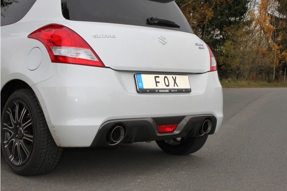 Fox Edelstahl Duplex Racing-Komplettanlage ab Kat Suzuki Swift Sport 4 Typ FZ NZ ab 2011 je 100mm rund doppelwandig abgeschrägt