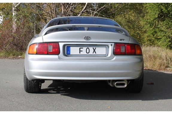 Fox Edelstahl Sportauspuff Toyota Celica T20 Bj.94-99 160x80mm flachoval eingerollt abgeschrägt mit Absorber