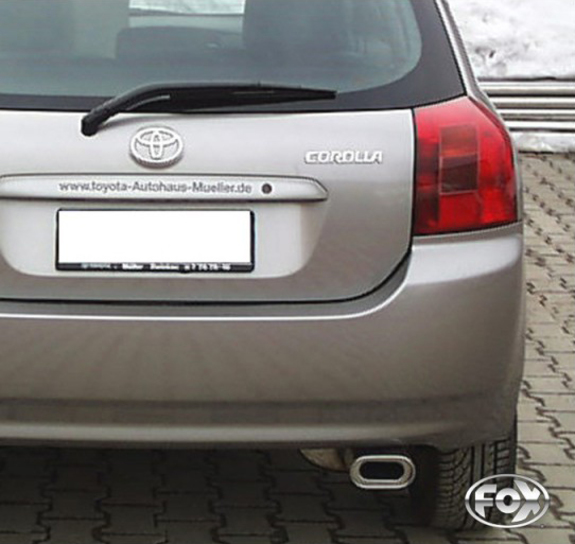 Fox Edelstahl Sportauspuff-Komplettanlage ab Kat Toyota Corolla E12 1.8 TS Schrägheck 135x80mm flachoval eingerollt abgeschrägt mit Absorber: TO012001-593ANL2