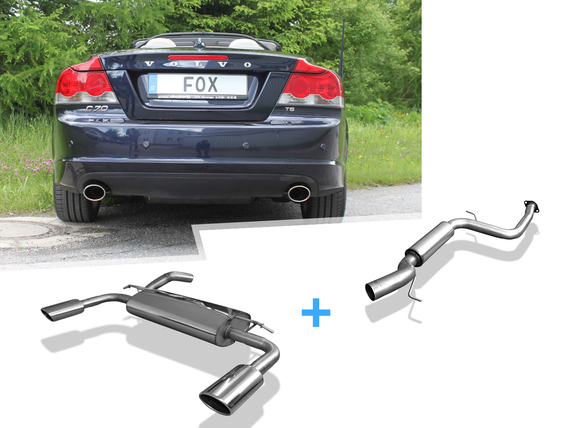 Fox Edelstahl Duplex Sportauspuff-Komplettanlage ab Kat Volvo C70 II Typ M ab 05 je 115x80mm oval eingerollt abgeschrägt