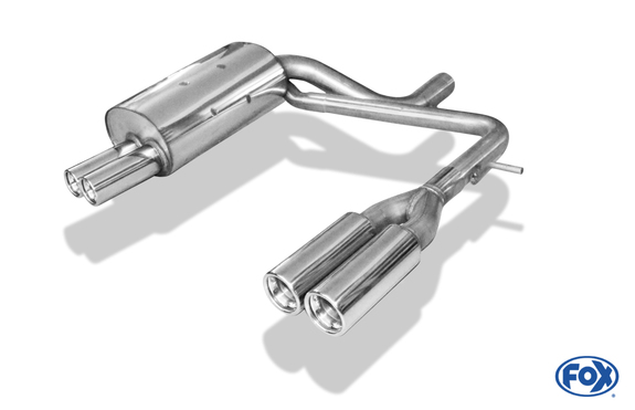 Fox Edelstahl Duplex Sportauspuff Volvo XC90 2x76mm rund eingerollt gerade mit Absorber: VO070014-068