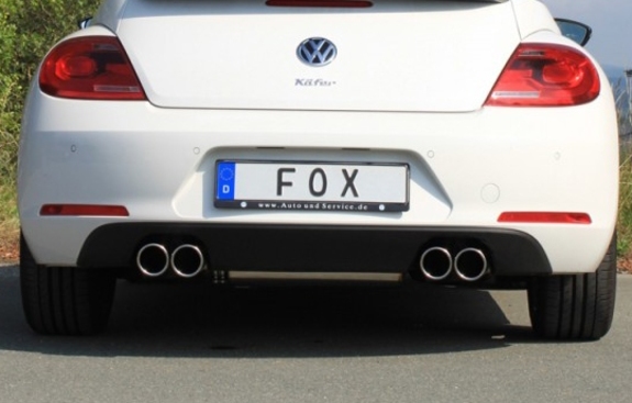 Fox Edelstahl Duplex Sportauspuff-Komplettanlage ab Kat VW Beetle Typ 16 5C 1.4l (Mod. mit Starrachse) je 2x90mm rund eingerollt abgeschrägt: VW101025-132ANL1