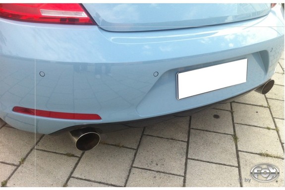 Fox Edelstahl Duplex Sportauspuff-Komplettanlage ab Kat VW Beetle inkl. Cabrio Typ 16 5C 1.2l (Mod. mit Einzelradaufhängung) je 100mm rund doppelwandig doppelwandig abgeschrägt: VW101105-293ANL