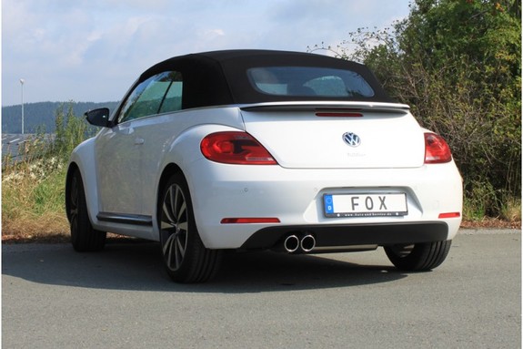 Fox Edelstahl Sportauspuff-Komplettanlage ab Kat VW Beetle Cabrio Typ 16 1.4l (Mod. mit Starrachse) 2x90mm rund eingerollt abgeschrägt: VW101017-132ANL2