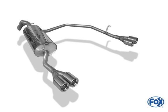 Fox Edelstahl Duplex Racing-Komplettanlage ab Kat. VW Bora 1J inkl. Variant 2x76mm rund eingerollt gerade mit Absorber: VW110012-068ANLR