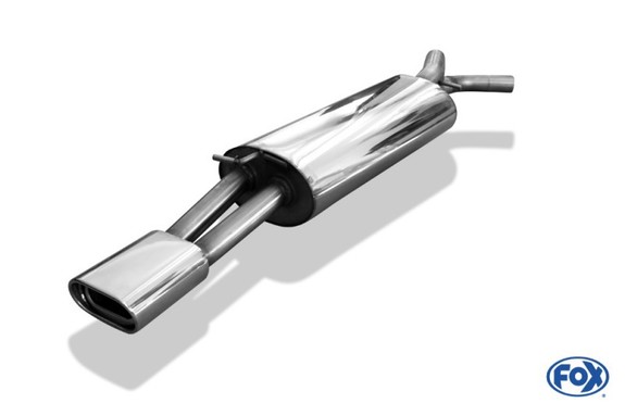 Fox Edelstahl Sportauspuff VW Bora 1J inkl. Variant 135x80mm flachoval eingerollt abgeschrägt mit Absorber: VW110002-593