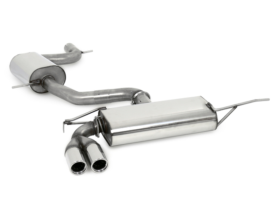 Fox Edelstahl Sportauspuff-Komplettanlage ab Kat VW Eos 2.0l TFSI 2x76mm rund eingerollt abgeschrägt mit Absorber: VW190027-148ANL1