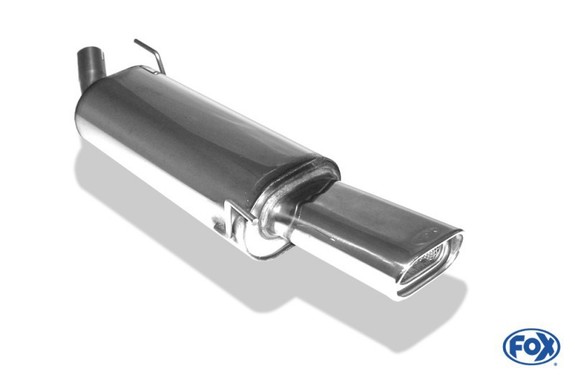 Fox Edelstahl Sportauspuff-Komplettanlage ab VSD VW Golf 3 GTI u. VR6 135x80mm flachoval eingerollt abgeschrägt mit Absorber: VW052022-593ANL2