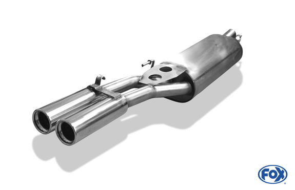 Fox Edelstahl Racing-Komplettanlage ab Kat. VW Golf 3 Variant 2x76mm rund eingerollt gerade mit Absorber