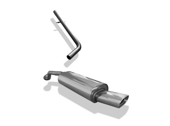 Fox Edelstahl Racing-Komplettanlage ab Kat. VW Golf 4 135x80mm flachoval eingerollt abgeschrägt mit Absorber: VW053002-593ANLR