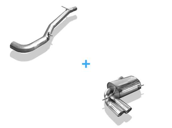 Fox Edelstahl Racing-Komplettanlage ab Kat VW Golf 5 4motion 2x90mm rund eingerollt abgeschrägt mit Absorber: VW054107-152ANLR