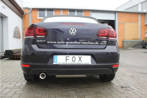 FOX Edelstahl Sportauspuff VW Golf 6 Cabrio 90mm rund eingerollt mit Absorber: VW055107-071