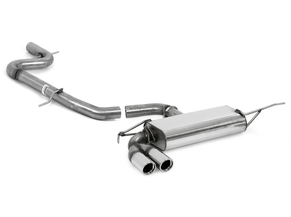 Fox Edelstahl Racing-Komplettanlage ab Kat. VW Golf 6 GTD 2x76mm rund eingerollt abgeschrägt mit Absorber: VW055077-148ANLR1