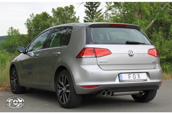 Fox Edelstahl Komplettanlage ab Kat VW Golf 7 1.4 TSI 2.0 TDI inkl. GTD 2x80mm rund doppelwandig: VW056007-290ANL Fox Edelstahl Komplettanlage ab Kat VW Golf 7 1.4 TSI 2.0 TDI inkl. GTD 2x80mm rund doppelwandig: VW056007-290ANL