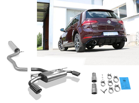 Fox Edelstahl Duplex Sportauspuffanlage ab Kat. VW Golf 7 Facelift ab Bj. 2017 in GTI-Optik je 114mm rund doppelwandig abgeschrägt: VW056175-295ANL Fox Edelstahl Duplex Sportauspuffanlage ab Kat. VW Golf 7 Facelift ab Bj. 2017 in GTI-Optik je 114mm rund doppelwandig abgeschrägt: VW056175-295ANL