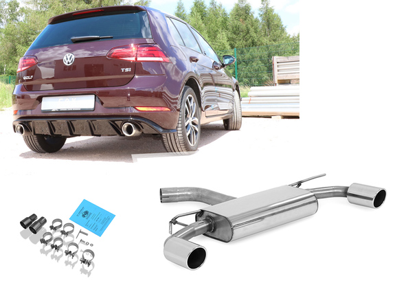 Fox Edelstahl Duplex Sportauspuff VW Golf 7 Facelift ab Bj.2017 in GTI-Optik je 100mm rund eingerollt abgeschrägt: VW056155-133 Fox Edelstahl Duplex Sportauspuff VW Golf 7 Facelift ab Bj.2017 in GTI-Optik je 100mm rund eingerollt abgeschrägt: VW056155-133
