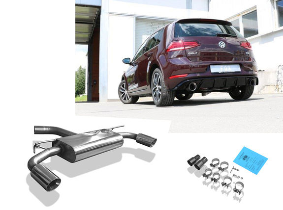 Fox Edelstahl Duplex Sportauspuff VW Golf 7 Facelift ab Bj.2017 in GTI-Optik je 114mm rund doppelwandig abgeschrägt: VW056155-295 Fox Edelstahl Duplex Sportauspuff VW Golf 7 Facelift ab Bj.2017 in GTI-Optik je 114mm rund doppelwandig abgeschrägt: VW056155-295