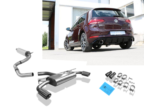 Fox Edelstahl Duplex Sportauspuff-Komplettanlage ab Kat VW Golf 7 Facelift ab Bj.2017 in GTI-Optik je 114mm rund doppelwandig abgeschrägt: VW056155-295ANL Fox Edelstahl Duplex Sportauspuff-Komplettanlage ab Kat VW Golf 7 Facelift ab Bj.2017 in GTI-Optik je 114mm rund doppelwandig abgeschrägt: VW056155-295ANL