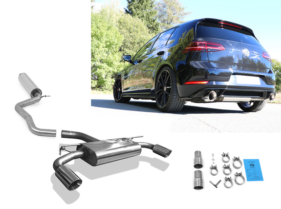 Fox Edelstahl Duplex Sportauspuff-Komplettanlage ab Kat VW Golf 7 GTI 245 u. TCR je 100mm rund doppelwandig abgeschrägt: VW056165-293ANL1 Fox Edelstahl Duplex Sportauspuff-Komplettanlage ab Kat VW Golf 7 GTI 245 u. TCR je 100mm rund doppelwandig abgeschrägt: VW056165-293ANL1