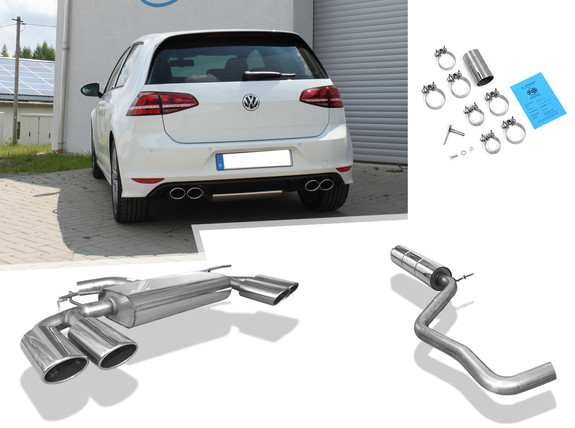 Fox Edelstahl Duplex Sportauspuff-Komplettanlage ab Kat VW Golf 7 GTI in R-Optik je 2x115x85mm oval eingerollt abgeschrägt: VW056065-348ANL Fox Edelstahl Duplex Sportauspuff-Komplettanlage ab Kat VW Golf 7 GTI in R-Optik je 2x115x85mm oval eingerollt abgeschrägt: VW056065-348ANL