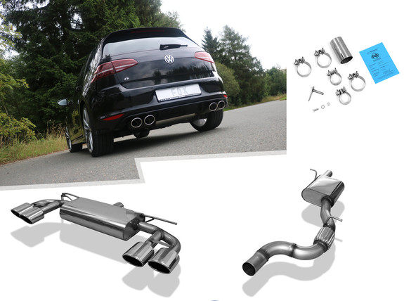 FOX Edelstahl Duplex Sportauspuffanlage ab Kat VW Golf 7 R je 2x115x85mm oval eingerollt abgeschrägt: VW056125-748ANL FOX Edelstahl Duplex Sportauspuffanlage ab Kat VW Golf 7 R je 2x115x85mm oval eingerollt abgeschrägt: VW056125-748ANL