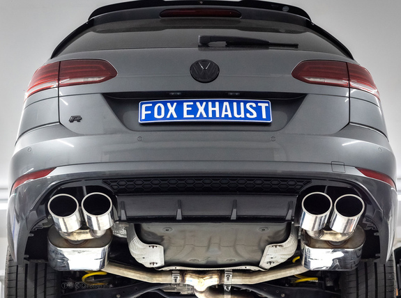 FOX Edelstahl Duplex Sportauspuff VW Golf 7 R Variant Facelift je 2x106x71mm oval eingerollt abgeschrägt: VW056243-346