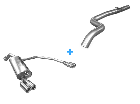 Fox Edelstahl Duplex Racing-Komplettanlage ab Kat VW New Beetle 1C 9C u. Cabrio 1Y je 2x76mm rund eingerollt gerade: VW100023-068ANLR