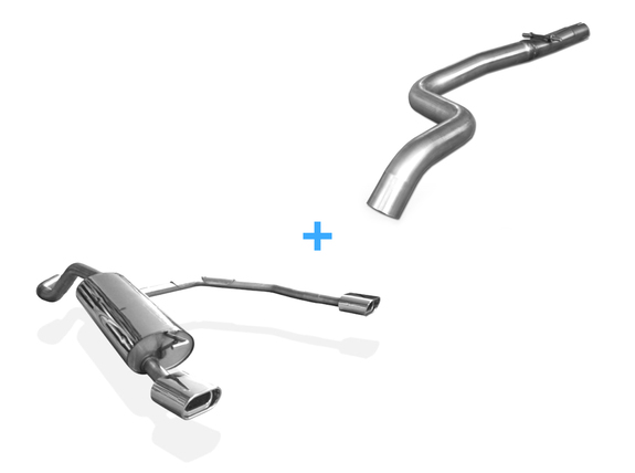 Fox Edelstahl Duplex Racing-Komplettanlage ab Kat VW New Beetle 1C 9C u. Cabrio 1Y je 135x80mm flachoval eingerollt abgeschrägt: VW100023-593ANLR