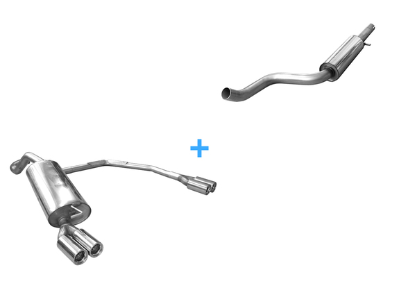 Fox Edelstahl Duplex Sportauspuff-Komplettanlage ab Kat VW New Beetle 1C 9C u. Cabrio 1Y 2x76mm rund eingerollt gerade mit Absorber: VW100023-068ANL