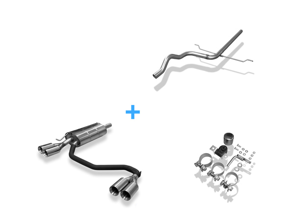 Fox Edelstahl Duplex Racing-Komplettanlage ab Kat VW Passat 3B 3BG je 2x80mm rund doppelwandig gerade: VW023014-270ANLR