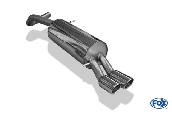 FOX Edelstahl Sportauspuff Ø63,5mm VW Polo 6R GT u. GTI 2x76mm rund eingerollt abgeschrägt: VW044071-128