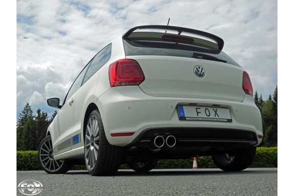 Fox Edelstahl Sportauspuff-Komplettanlage ab Kat VW Polo 6R WRC 2x90mm rund eingerollt abgeschrägt: VW044061-132ANL